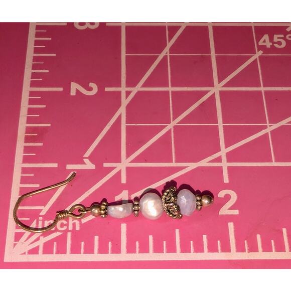 Lavender Pearl Crystal Silver Tone Dangle Earrings - Picture 3 of 4